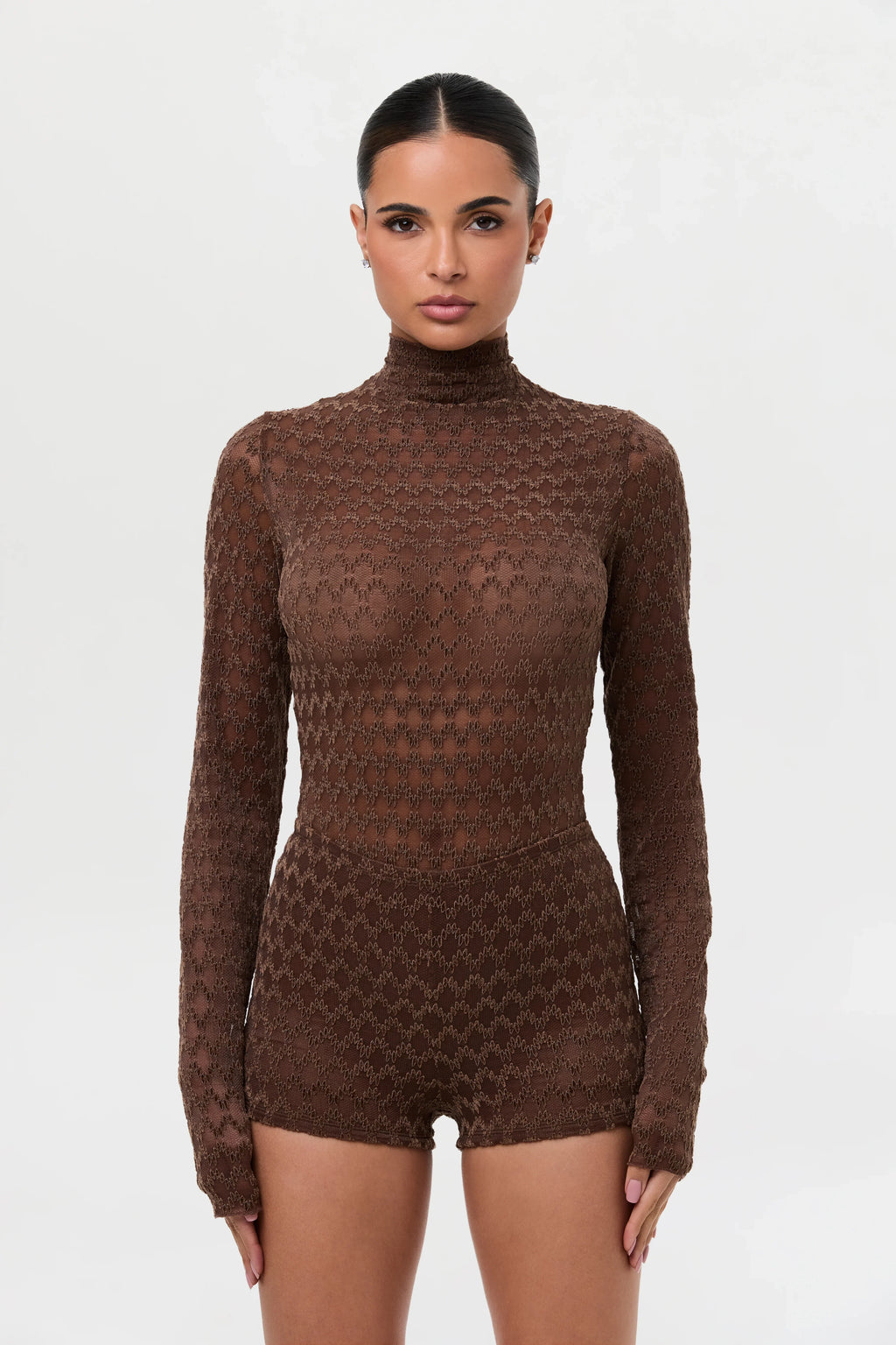 Velvet Mesh Chevron Hot Pants