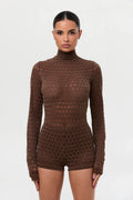 Velvet Mesh Chevron Hot Pants
