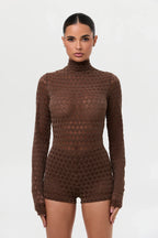 Velvet Mesh Chevron Hot Pants