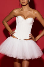 Full-Length Lace-Up Corset Top in White