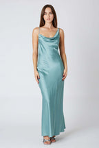 Cowlback Satin Maxi Dress