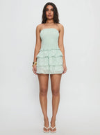 Sunkiss Frill Mini Dress Green Burnout