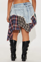 Rad In Plaid Skirt - Medium Wash