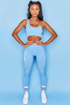 Evolve Seamless Asymmetric Crop Top in Light Blue