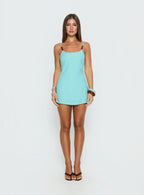 Akimo Beaded Mini Dress Aqua