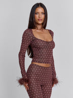 MAHRIA TOP BROWN POLKA DOT