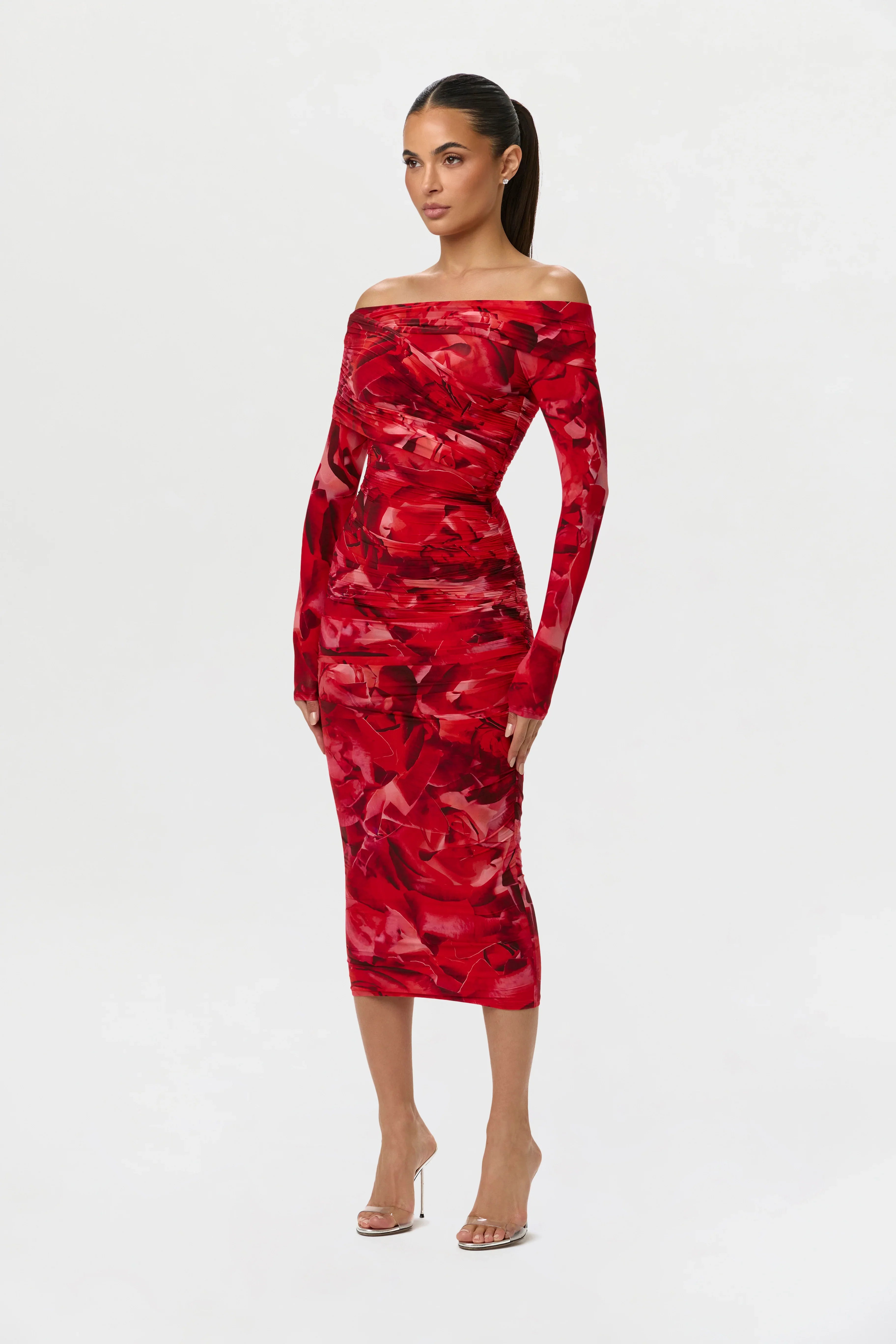 Bare Body Off-Shoulder Midi Dress