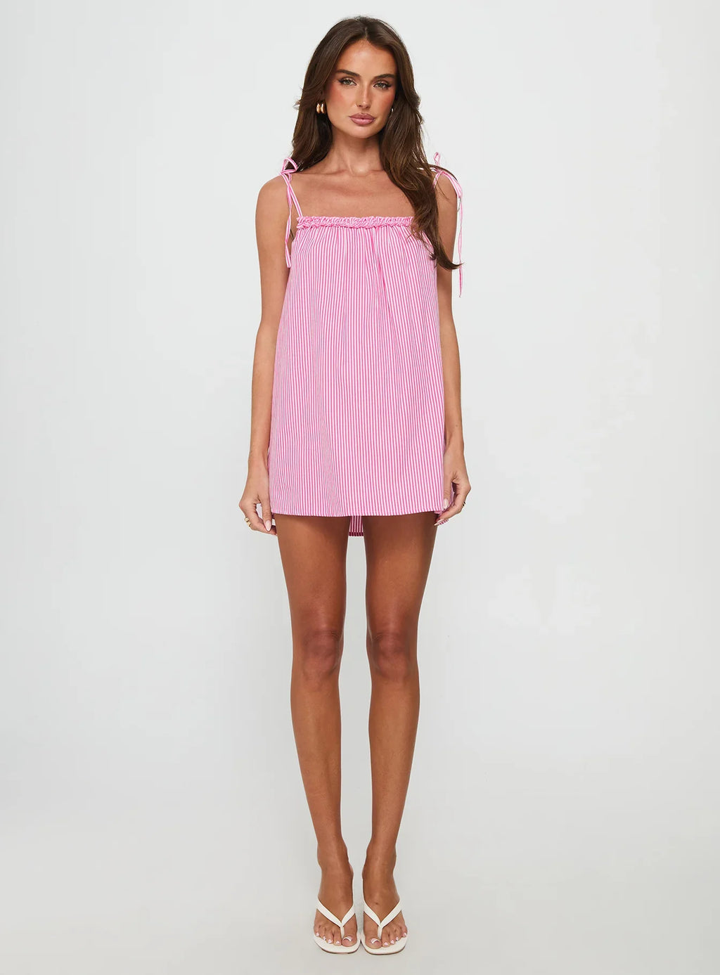 Little Wonders Frill Smock Mini Dress Pink Stripe