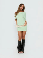 Ashlinn Off Shoulder Drapey Mini Dress Jelly Mint