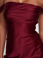 Zabbarra Off The Shoulder Mini Dress Burgundy