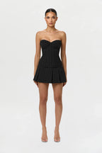Pinstripe Suiting Pleated Mini Skirt