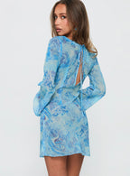 Wayfarer Shell Beach Cover Up Mini Dress Blue Multi