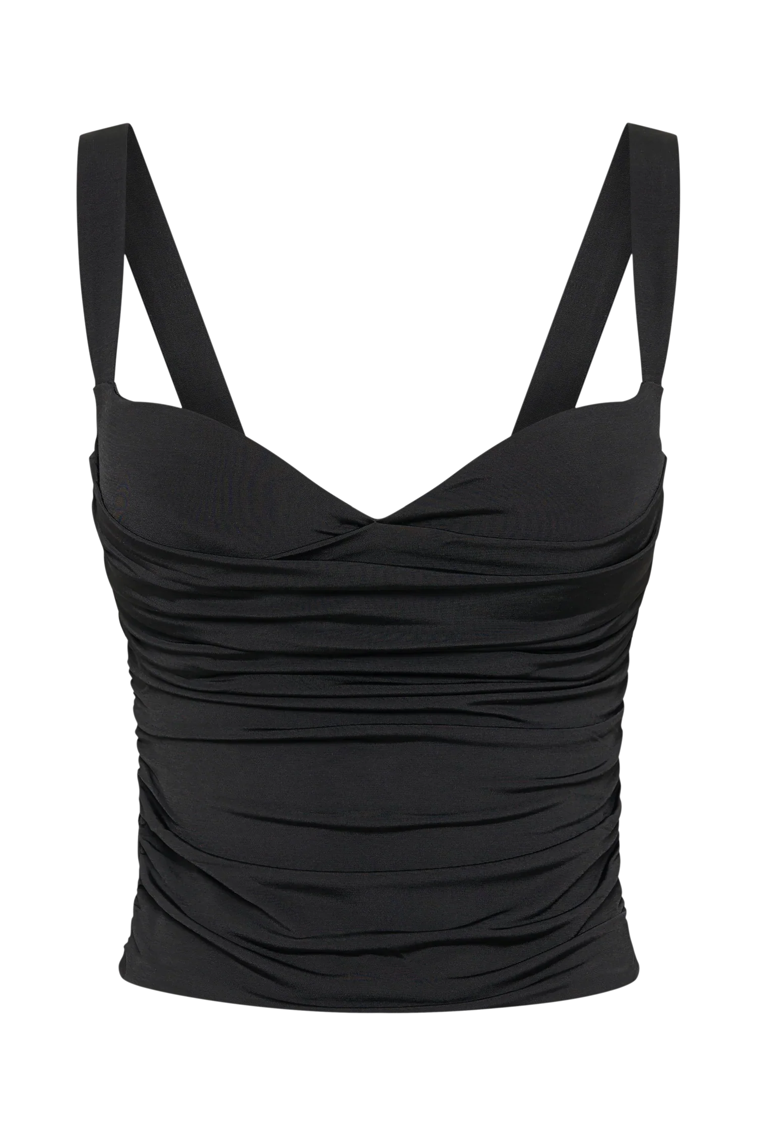 Hailey Slinky Long Line Sweetheart Top - Black