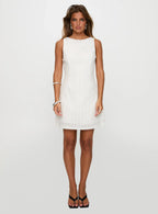 Pacie Broderie Mini Dress White