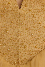 Plunge Neck Tulle Mini Dress in Gold