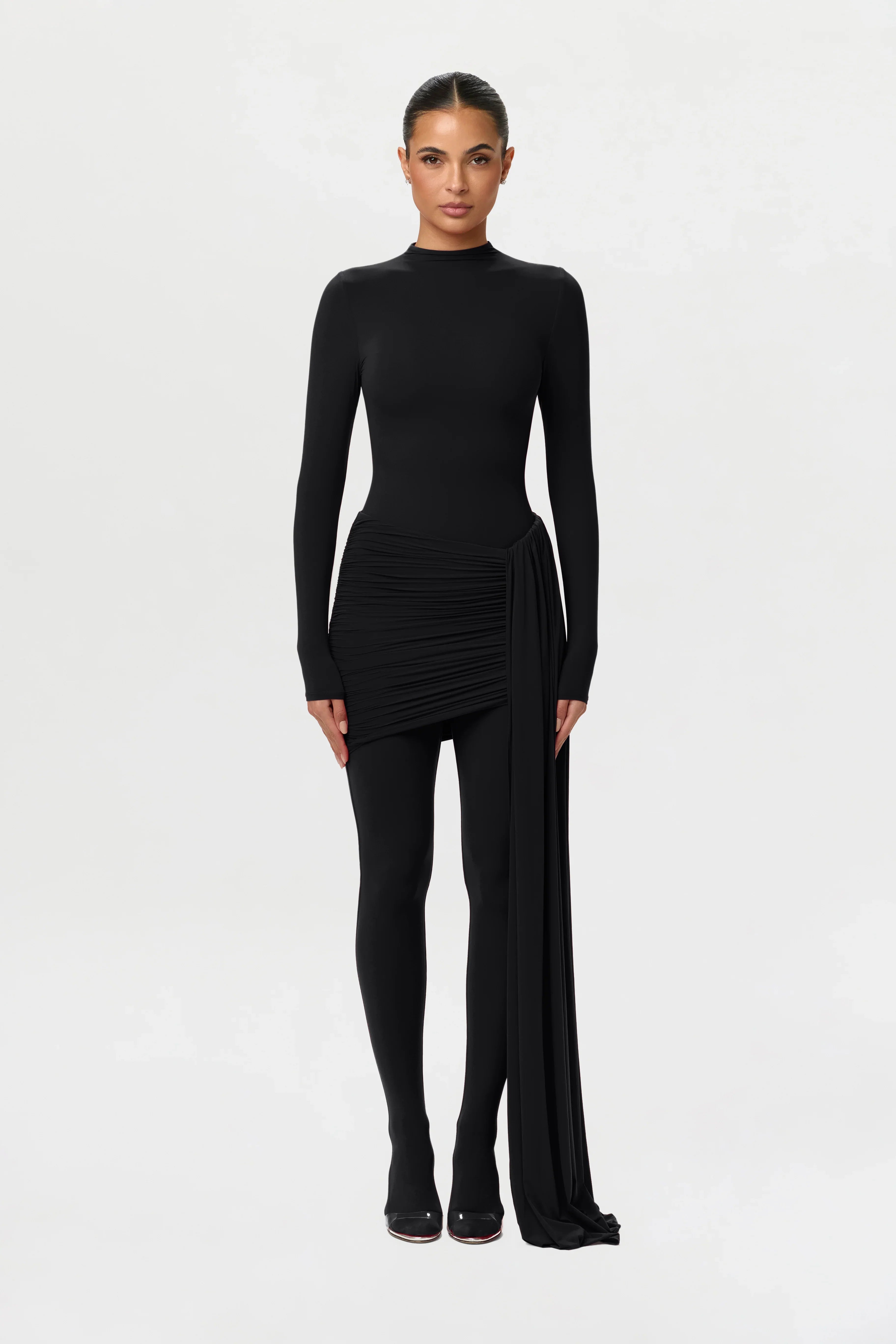 Naked Ruched Drape Mini Skirt