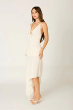Chiffon Halter Midi Dress