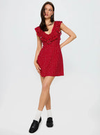 Cherry Schnapps Flutter Mini Dress Red Polka