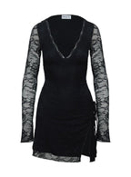 Airabella Long Sleeve Lace Mini Dress Black Petite