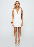Keonie Keyhole Smock Mini Dress White
