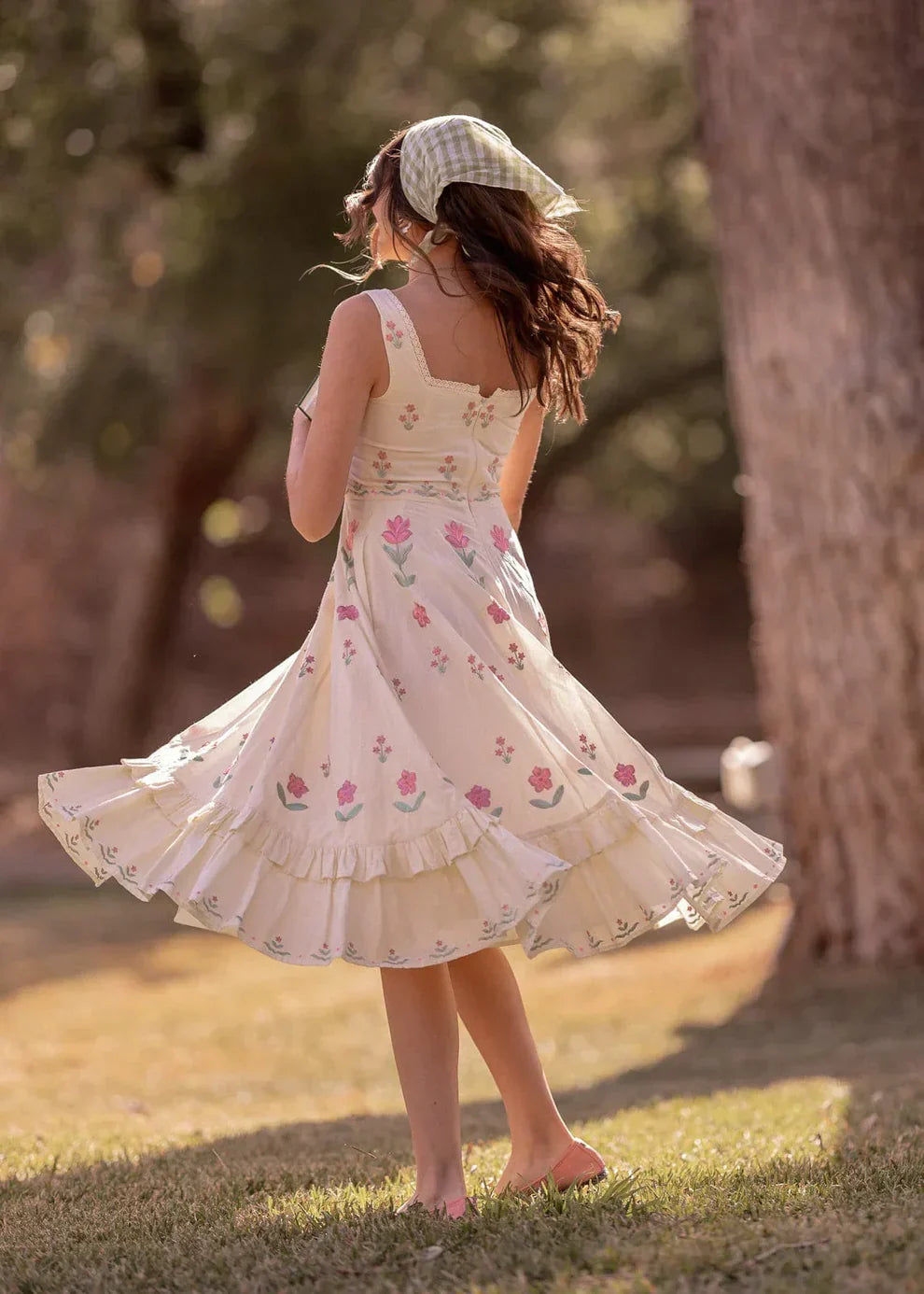 Vintage Gingham Maxi Dress – Square Neck Ruffle Hem Sundress in Multiple Colors | Kateproms