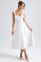 Sweetheart-Neck Ruched Midaxi Dress in Light Blue