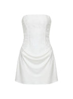 Jenevieve Strapless Drape Mini Dress White