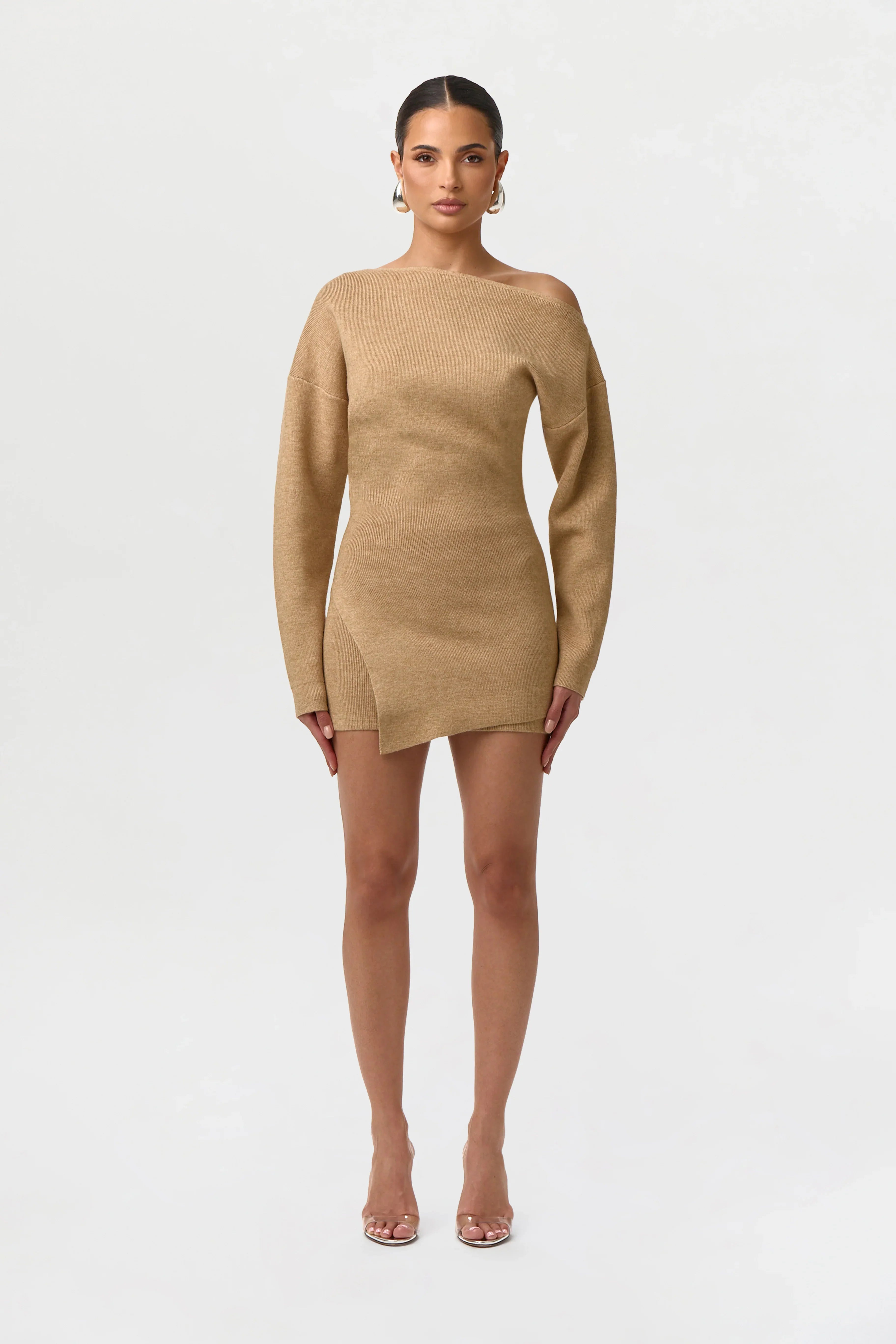 Knit Off-Shoulder Asymmetric Top
