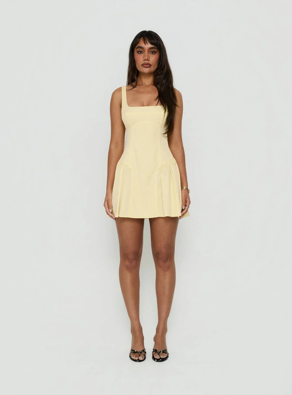 Lelouise Tie Back Mini Dress Butter Yellow