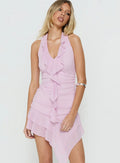 Leyda Plunge Frill Mini Dress Purple
