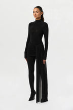 Crystal Ruched Drape Mini Skirt
