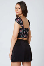 Puff Sleeve Floral Corset