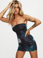 Kalena Mini Dress Navy Multi Petite