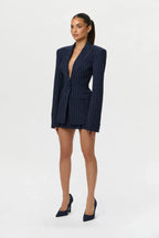 Pinstripe Suiting Pleated Mini Skirt