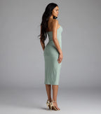 Ignite The Charm Strapless Slit Midi Dress