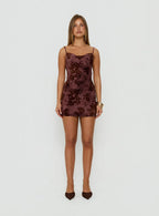 Emmalee Low Back Mini Dress Burgundy Burnout