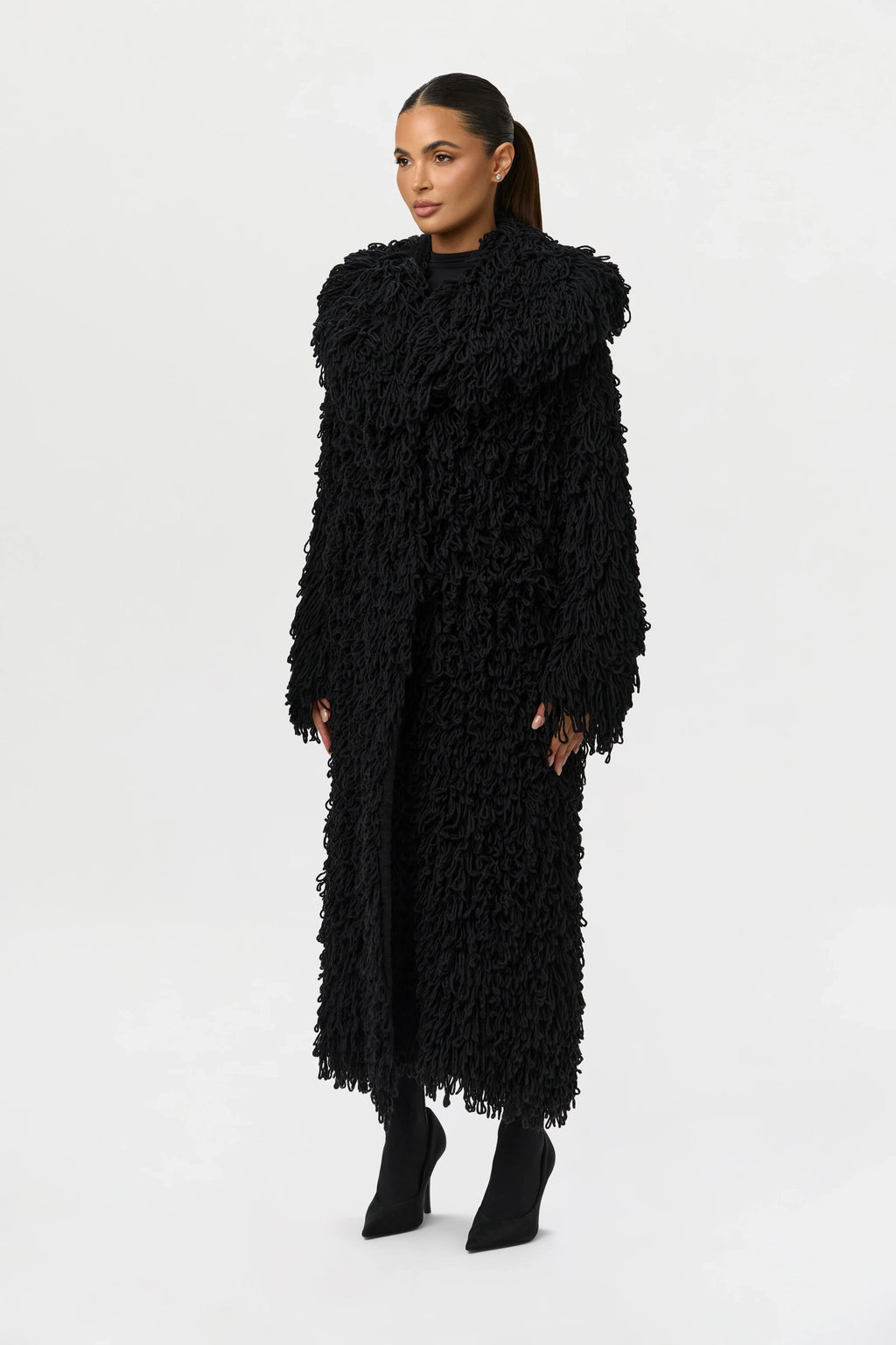 Knit Shaggy Loop Coat
