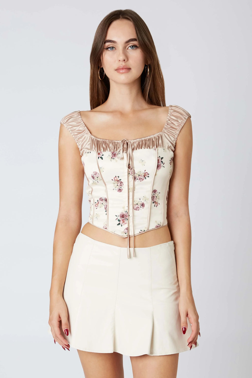 Puff Sleeve Satin Corset