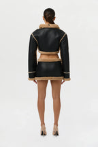 Sherpa Vegan Leather Mini Skirt