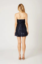 Gathered Sequin Mini Dress