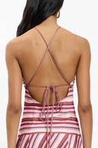 Halter Maxi Dress | Magenta Stripe