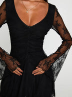 Kateryna Long Sleeve Lace Mini Dress Black