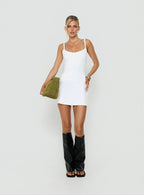 Kaie Ribbed A Line Mini Dress White