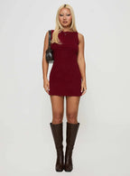 Zimmie Mini Dress Burgundy Tall
