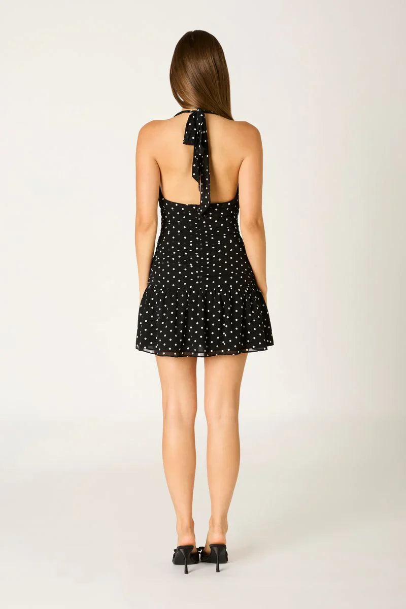 Polka Dot Halter Mini Dress