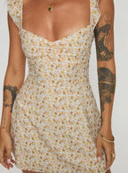 Landon Mini Dress Yellow Floral