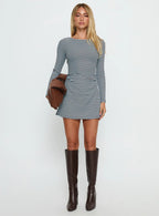 Carnella Long Sleeve Mini Dress Blue Stripe