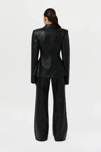 Quilted Vegan Leather Wide Leg Pants