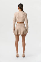 Cable Knit Pleated Mini Skirt
