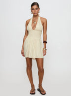 Alivea Shirred Mini Dress Cream